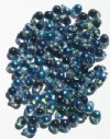 100 4x6mm Transparent Montana Blue AB Drop Beads